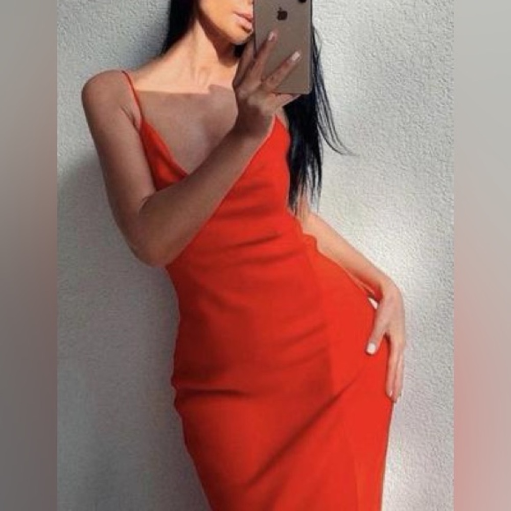 Zara Satin Lingerie Style Dress Red XS NWT
